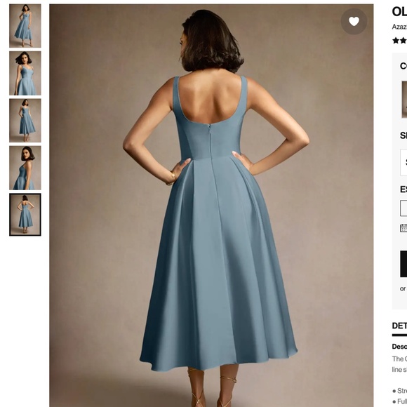 Olivia Powder Blue Midi Pleated Dress - Picture 4 of 5